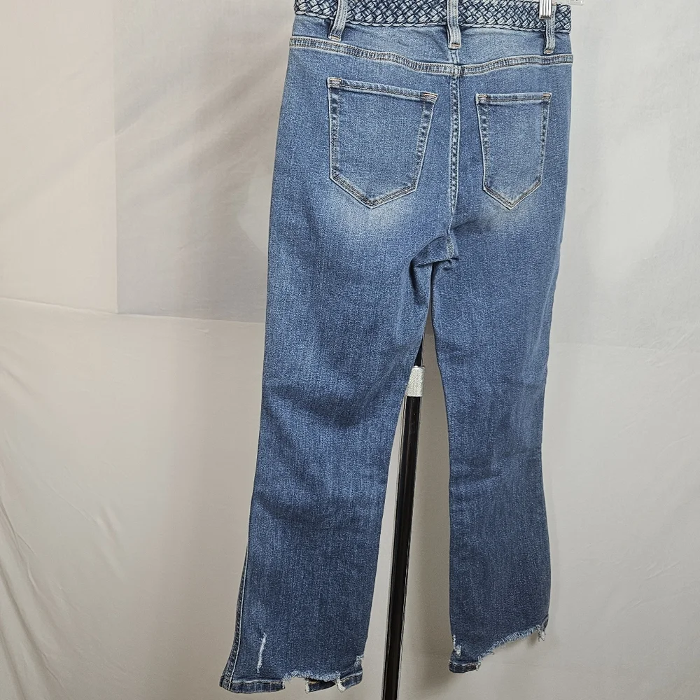 Miss Me button fly cropped jeans braided waistband size 26